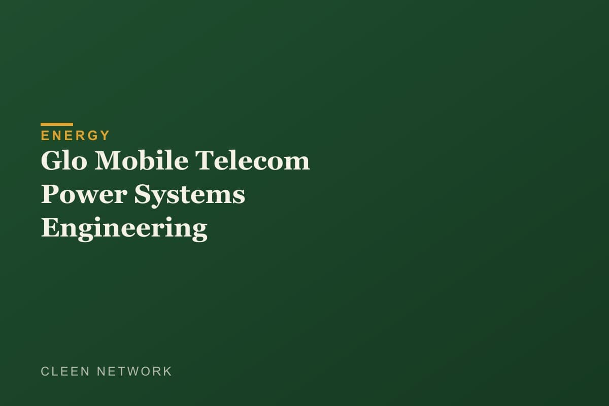 Glo Mobile Telecom Power Systems Engineering