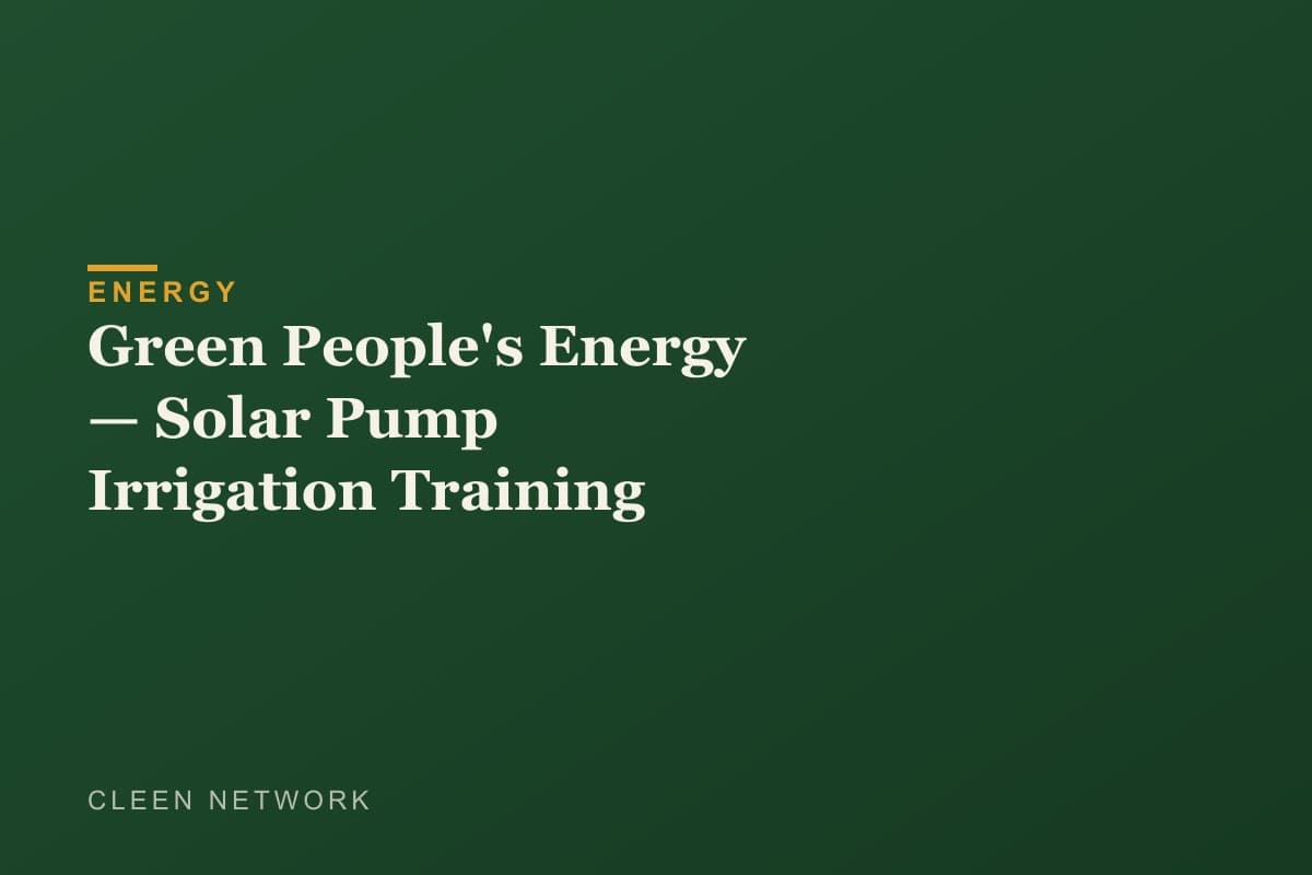 Green People's Energy — Solar Pump Irrigation Training