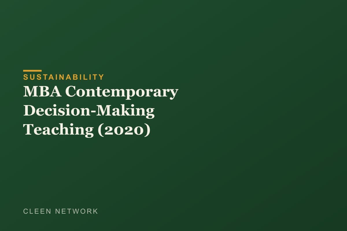MBA Contemporary Decision-Making Teaching (2020)